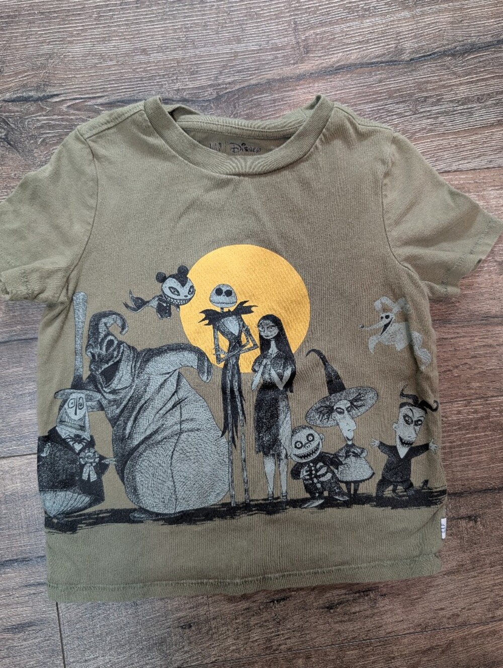 Gap Size XS 4/5 Nightmare Before Christmas Olive Green Halloween T-shirt Top